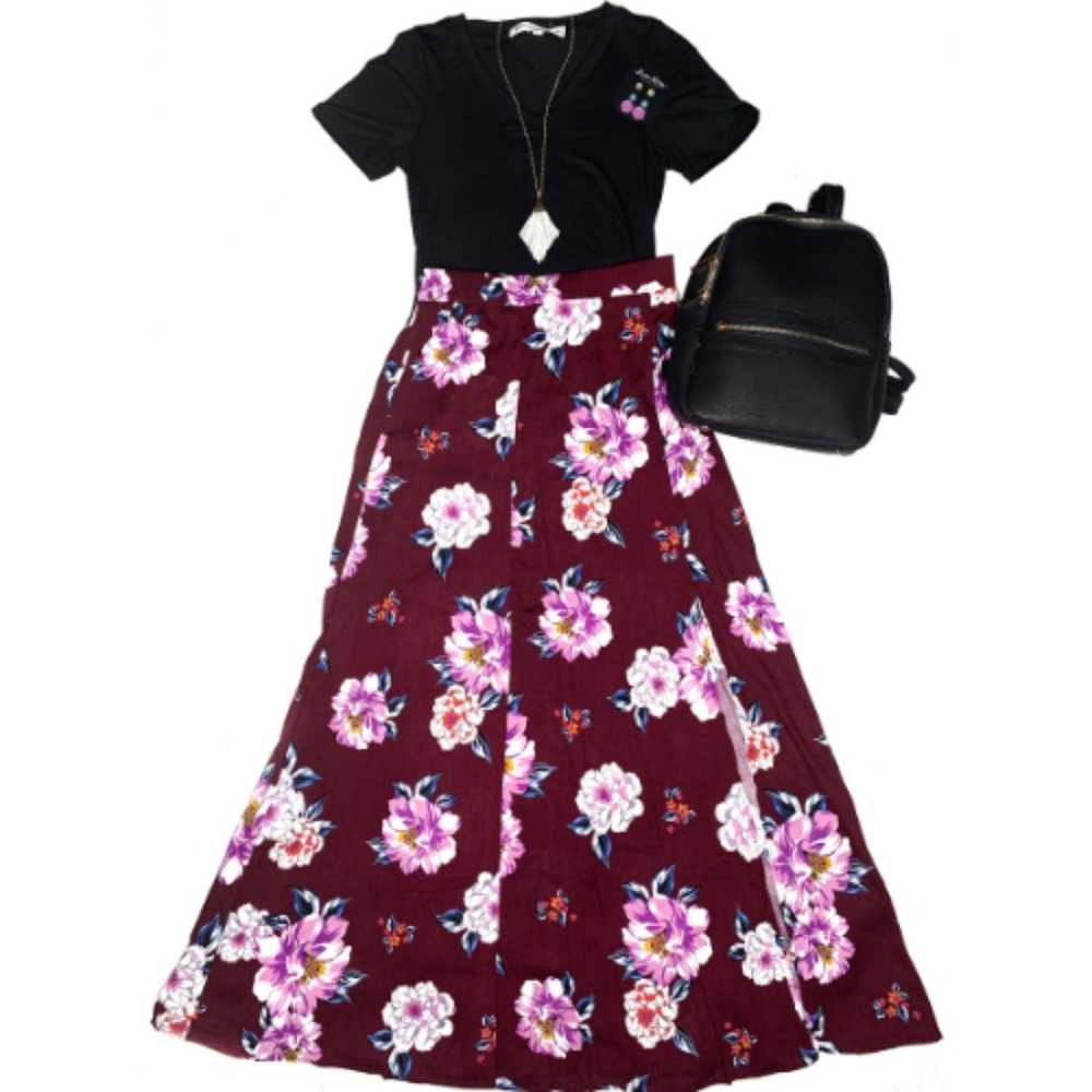 Floral Maxi Skirt with side slits